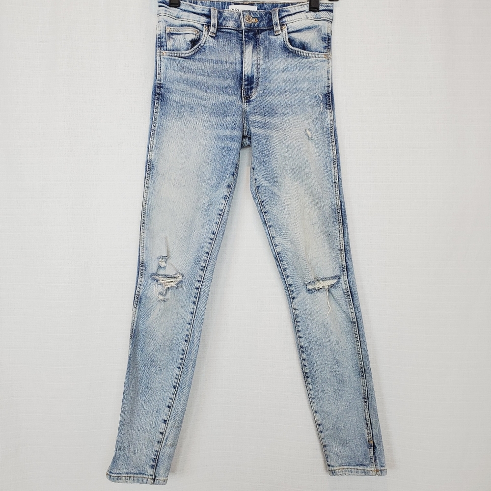 Zara High Rise Distressed Skinny Jean 2